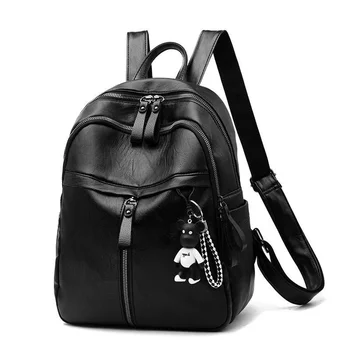 Черные рюкзаки для женщин, большой емкости, PU, водонепроницаемый рюкзак для колледжа, модные женские школьные сумки для ноутбука, дорожные школьные сумки для девочек