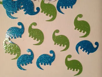 конфетти с блестящими зелеными и аквамариновыми динозаврами- вечеринка по случаю дня рождения мальчика, декор детского столика для душа, альбом для вырезок Confettis