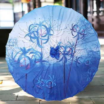 Водонепроницаемый Пляжный Зонт Shore Flower Антикварный Зонтик из масляной бумаги Hanfu Flower Umbrella Древний Костюм Женщины Cos Фотография
