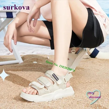 Дышащий платформе пляжные сандалии вырезать крюк и петля летняя обувь для женщин с открытым носком ремешок на щиколотке и пятке туфли сексуальный