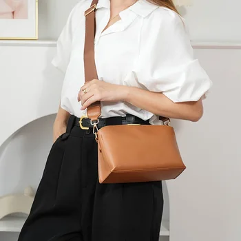 2024 Модные новые женские сумки с широкими плечевыми ремнями, высококачественные женские сумки в виде ракушки, женские сумки через плечо на одно плечо