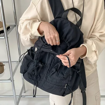 Индивидуальный нейлоновый рюкзак Чикаге с нишевым дизайном на шнурке, Портативный рюкзак с несколькими карманами, большой емкости, легкий рюкзак