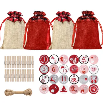 24шт льняных рождественских сумок, мешков для ювелирных изделий, упаковочных сумок для свадебных сувениров, вечеринок DIY Craft