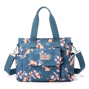 Модная женская сумка с цветочным узором из высококачественной ткани, женская сумка через плечо большой емкости с несколькими карманами, повседневная сумка-тоут