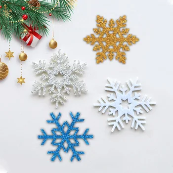 20шт Блестящих рождественских подвесных украшений в виде снежинок DIY Handmake Craft Подвеска в виде Рождественской елки Blue Xmas Home Party Decoration