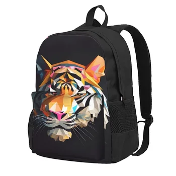 Рюкзак Tiger, женские геометрические бумажные рисунки, большие рюкзаки, школьные сумки Kawaii из полиэстера, уличный красочный рюкзак