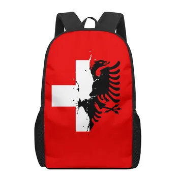 Флаг Республики Албания, детская школьная сумка для малышей, детский рюкзак с принтом, школьная сумка через плечо, сумки для книг для мальчиков и девочек