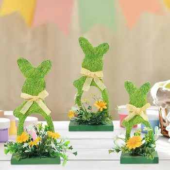 Зеленый Кролик Счастливой Пасхи Приветственный Знак Пасхальная Дверь Подвесной Пасхальный Деревянный Подвесной Кролик для Центральных Частей Вечеринок В помещении Свадьбы