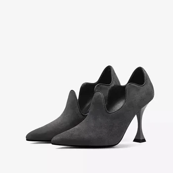 Новое поступление, Элегантные женские туфли на высоком каблуке из натуральной воловьей кожи, женские туфли-лодочки на высоком каблуке 9 см со стеклянным каблуком, туфли-лодочки
