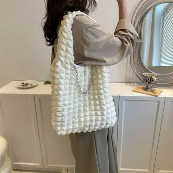 Хлопковая сумка-облако для женщин, пузырчатая сумка, модные стеганые сумки через плечо, женская летняя сумка подмышками в корейском стиле