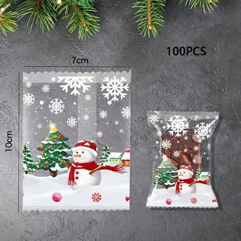 Милый прозрачный снеговик с рисунком снежинки, Рождественский Снеговик, пакеты для печенья, пакеты для упаковки конфет, Утолщенные принадлежности для вечеринки