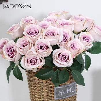 JAROWN 12 Головок Шелковых Роз, Невеста с цветами в руках, Королевские синие искусственные розы, Домашняя Свадебная арка, декор стола, искусственный цветок