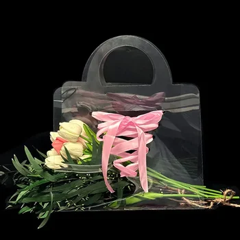 Прозрачная ручная цветочная сумка Панорамная водонепроницаемая коробка для букетов цветов в цветочном магазине портативная сумка для упаковки цветов