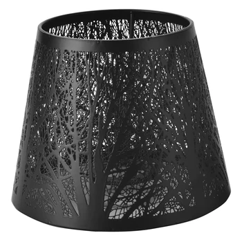 Маленький абажур, металлический абажур в форме бочонка с рисунком деревьев для настольной люстры Настенный светильник Черный