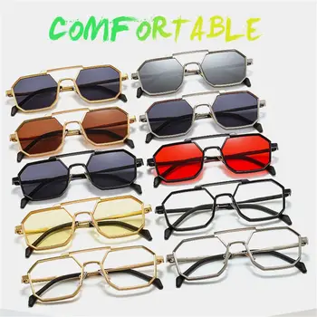 Мужские и женские маленькие очки ретро солнцезащитные очки полигональные солнцезащитные очки в металлической оправе.