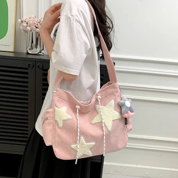 Милые сумки через плечо со звездным принтом для девочек, женская японская повседневная модная сумка через плечо Y2k, уличная одежда, сумки-тоут для студентов колледжа