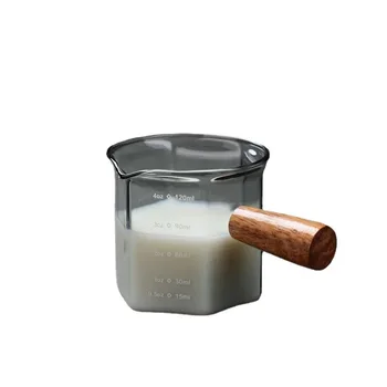 Мерный стаканчик из термостойкого стекла с носиком, кофейная чашка, Высокое Боросиликатное стекло, 120 мл, чашка для переливания эспрессо, чашка для молока