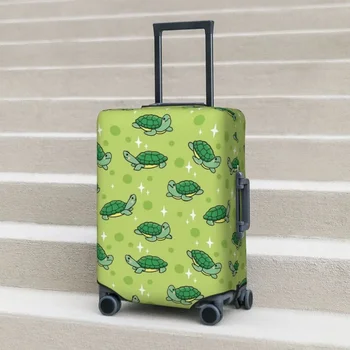 Зеленый чехол для дорожного чемодана с черепашьими листьями и милым рисунком, модный деловой чехол, аксессуары для багажа для путешествий