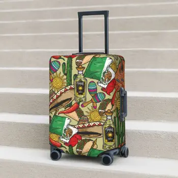 Мексиканская Символика Чехол для чемодана Рождественский Подарок Отпуск Винтажные Эластичные Принадлежности для багажа Бизнес Протектор