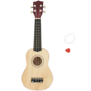 21-дюймовая гавайская гитара с сопрано, 4 струны, гавайская гитара Uke + струна + медиатор для начинающих, подарок для детей (натуральный)