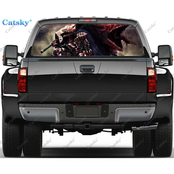 Аниме-наклейка на окно автомобиля Berserk Guts, графическая декоративная наклейка на грузовик, перфорированная виниловая универсальная наклейка для автомобиля, обернутая пленкой