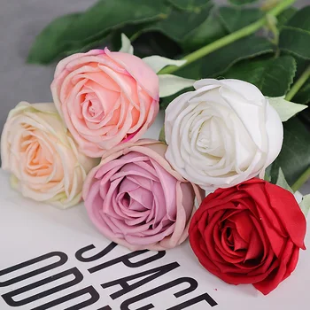 1шт 43 см Искусственный цветок Имитация шелковой розы Ветка поддельного цветка для украшения свадебного дома и сада