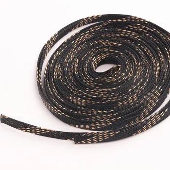 1 шт. x 10 м 8 мм плотный плетеный ПЭТ расширяемый рукав черный + золотой кабель для защиты кабеля