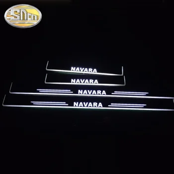 Автомобильная наклейка Акриловая Движущаяся Светодиодная Педаль Приветствия Автомобильная Накладка Педаль Порога Дорожный фонарь для Nissan NP300 Navara 2015-2023