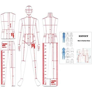 Линейка для иллюстрации мужской моды, как показано На рисунке, Акрил для шитья рисунка гуманоида, измерение одежды