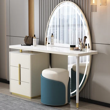 Табурет Современный туалетный столик Для хранения Светильников Туалетный столик для макияжа Зеркало для хранения Tocador Maquillaje Мебель для спальни