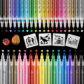 Художественные маркеры 6-48 цветов, акриловые ручки с наконечником 2 мм, нетоксичные акриловые ручки, водонепроницаемые маркеры для граффити, принадлежности для рисования ручками своими руками