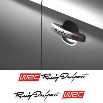 Мода для стайлинга автомобилей, разработка WRC World Racing, креативные наклейки на дверные ручки автомобилей, Двухцветные дизайнерские наклейки, виниловые наклейки.