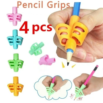 4 упаковки силиконовой ручки для обучения письму, удерживаемой двумя пальцами, устройство для коррекции детских материалов