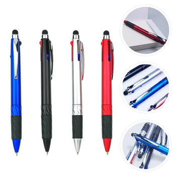 4 Шт, 1 комплект, Практичные шариковые ручки, Уникальные 3-цветные Вращающиеся ручки со стилусом