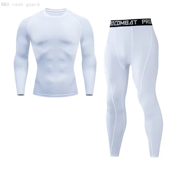Мужская спортивная одежда для бега с защитой от солнца Rashgarda, белая рубашка, леггинсы для спортзала, компрессионная быстросохнущая одежда для тренировок Second Skin