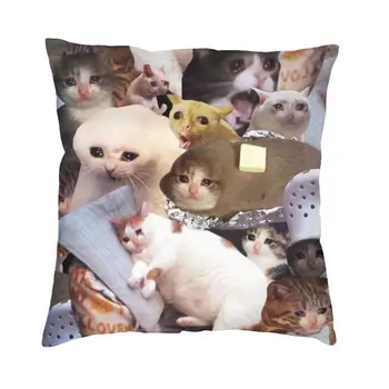 Плачущий кот Мемы Декор подушек Домашняя мода Подушка для стула с животными Квадратная наволочка