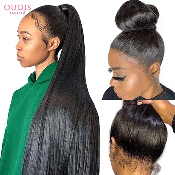 Бразильские прямые 360-дюймовые парики из человеческих волос с полным кружевом спереди для Чернокожих женщин HD Прозрачные парики с кружевом Спереди, предварительно выщипанные Человеческие волосы