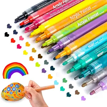 Набор художественных маркеров премиум-класса из 24 акриловых ручек с 2 мм наконечником, нетоксичная акриловая ручка, водонепроницаемые маркеры для граффити, для рисования ручками своими руками