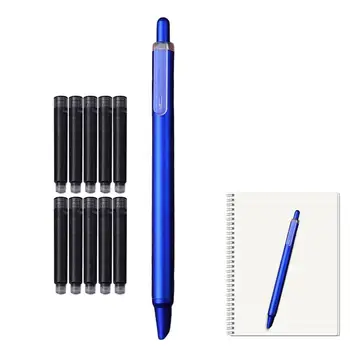 Авторучки для письма студентов, телескопическая ручка нажимного типа с 10 чернильницами, портативная ручка с очень тонким пером, канцелярские принадлежности для студентов