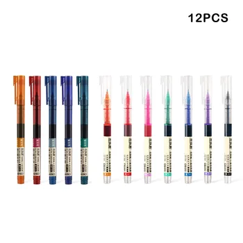 12 Штук шариковых ручек диаметром 0,5 мм, разноцветные быстросохнущие гелевые ручки повышенной тонкости, канцелярские принадлежности для студентов, для ежедневника