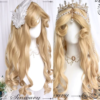 Синтетический блондин HOUYAN с длинной волнистой челкой для женщин, парик Лолиты для косплея, термостойкий парик для вечеринки