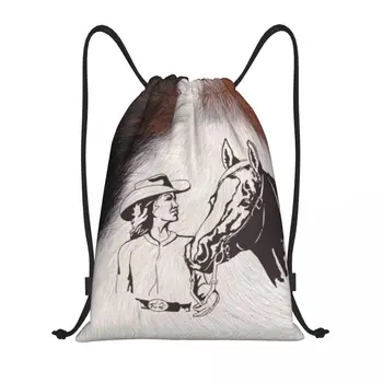 Рюкзак на шнурке из коровьей шерсти в западном стиле с лошадиной пастушкой, спортивная сумка для женщин, мужская сумка для покупок с животной текстурой