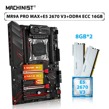 MACHINIST X99 MR9A PRO MAX Kit Комплект материнской платы LGA 2011-3 Процессор Xeon E5 2670 V3 CPU 16GB = 2pcs * 8GB ECC DDR4 RAM Memory NVME