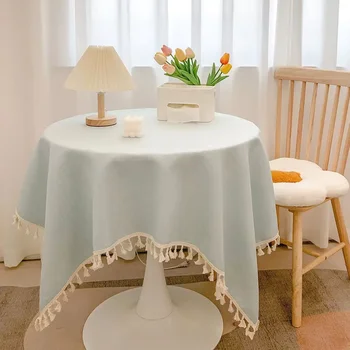 Скатерть для стола, кисточка цвета чая с молоком, салфетка для книг, хлопчатобумажная и льняная ткань, легкая и роскошная атмосфера LQDAN144