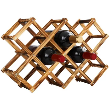 Вместимость винного стеллажа на 10 бутылок Складной винный стеллаж Отдельно стоящий Деревянный винный стеллаж, винные стеллажи для хранения вина на столешнице