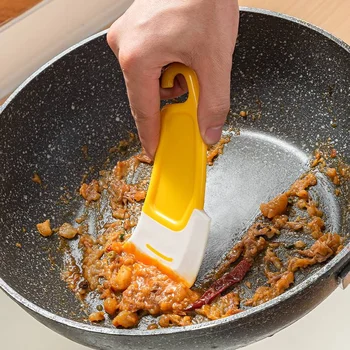 Силиконовая лопатка для чистки кухонного скребка Мягкое лезвие Скребок Щетка для чистки грязной кастрюли Инструменты для чистки посуды Силиконовые кухонные принадлежности