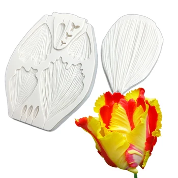 Цветочный попугай Тюльпан Пион Силиконовая форма для шугаринга Инструменты из смолы Форма для выпечки кексов Инструменты для украшения торта из помадки