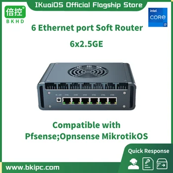 IKuaiOS 6x2.5GE Маршрутизатор с бесшумным вентилятором 1449NP Core i3 i5 i7 11-го поколения поддерживает Pfsense MikROS Home Commercial Firewall G31F