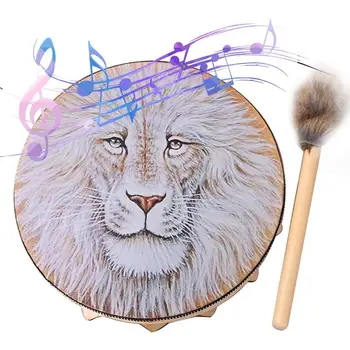 Шаманский барабан ручной работы В рамке с рисунком Льва, барабан с голенью, Сибирский Барабан, Духовный Инструмент изысканного вида Для