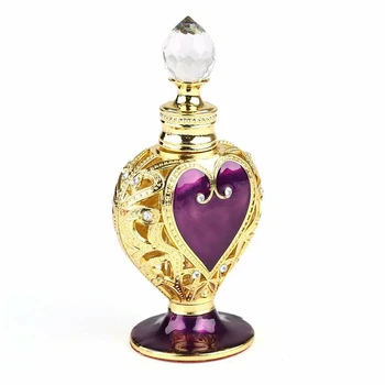 Хрустальный флакон роскошных духов Purple Heart Crown, Винтажное Золотое кружево, 12 мл, Коллекционный Пустой стеклянный тюбик, Портативный косметический инструмент